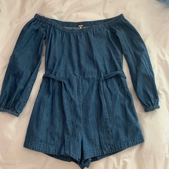 FREE PEOPLE DENIM ROMPER - Picture 3 of 4